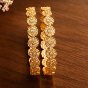 Blooming floral motif diamond bangles radiant craftsmanship ideal for festive celebrations