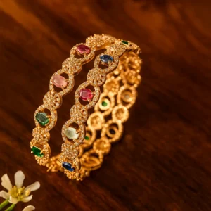 Vibrant gemstone infinity link bangles adorned with diamonds luxurious and colorful festive jewelry