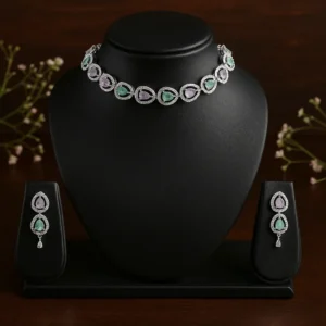 dual tone emerald amethyst diamond choker necklace