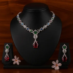 multicolor ruby emerald diamond necklace set