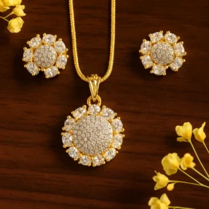 Classic Sunflower Design Pendant Earring Set