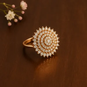 Rose Gold Circular Petal CZ Ring