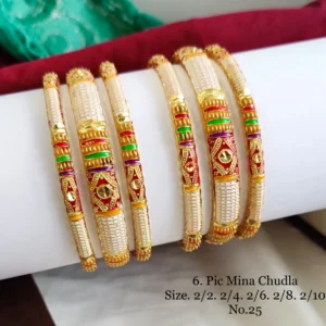 Cream mina chudla bangles with vibrant color enamel and traditional ...
