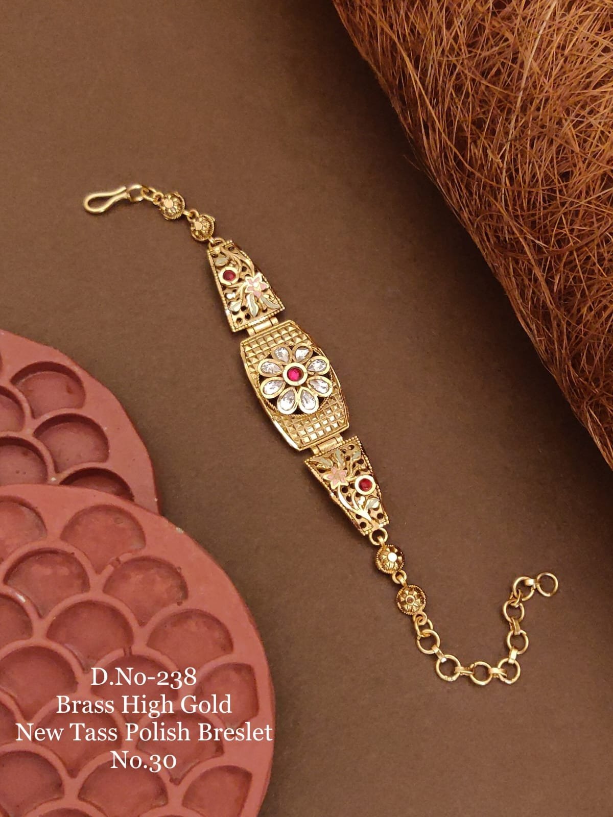 Floral Kundan Tass Polish Bracelet