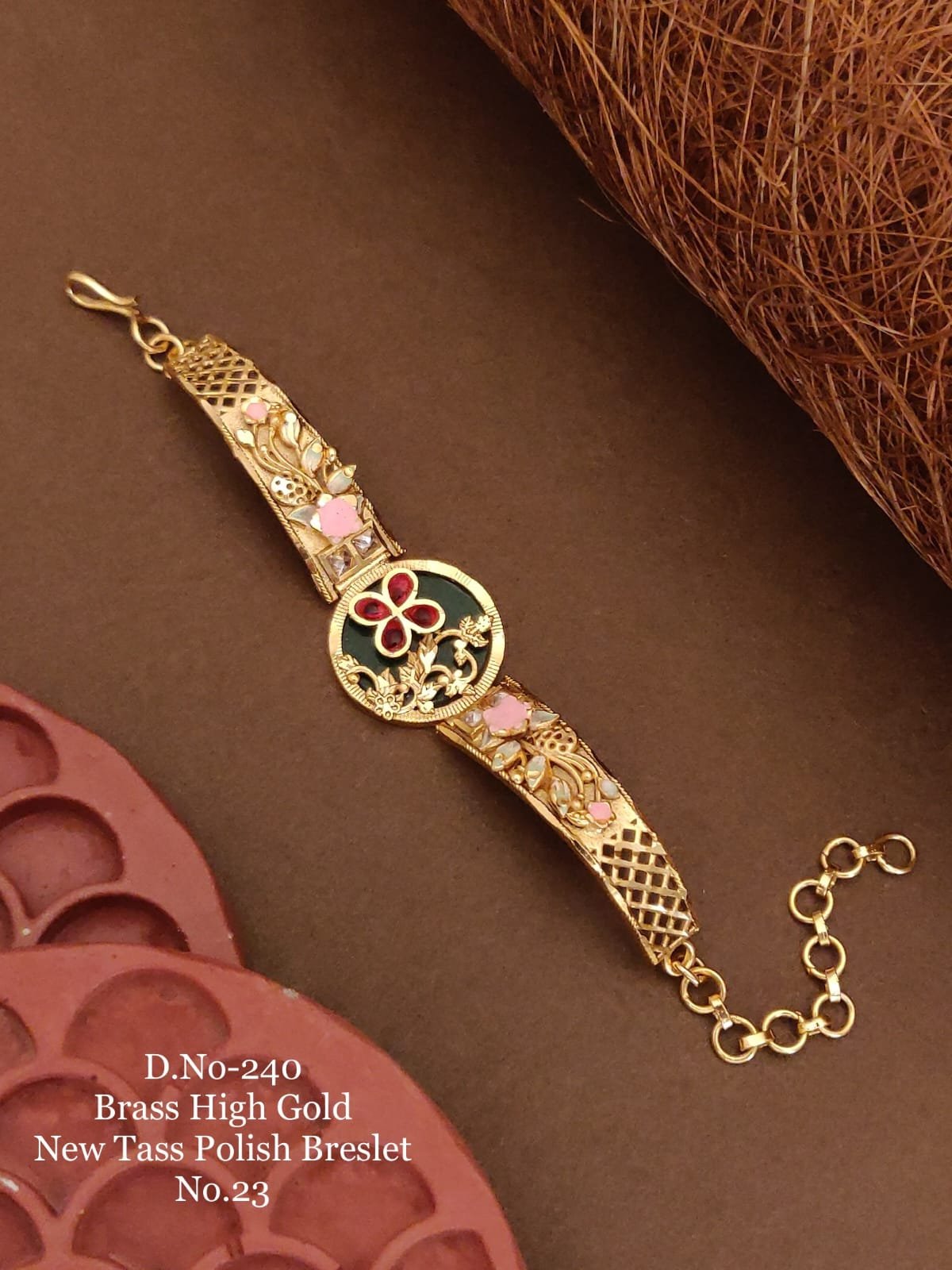 Enamel Floral Round Charm Bracelet
