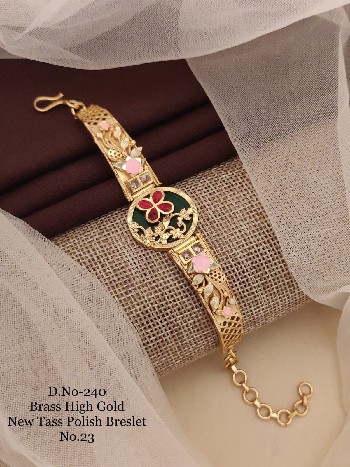 Emerald Enamel Circle Charm Bracelet