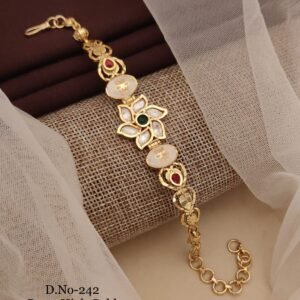 Ivory Enamel Lotus Kundan Bracelet