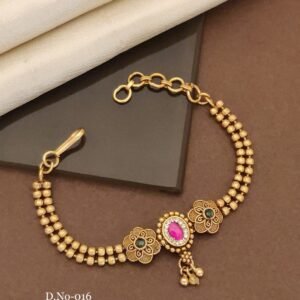 Brass high gold antique floral stone bracelet