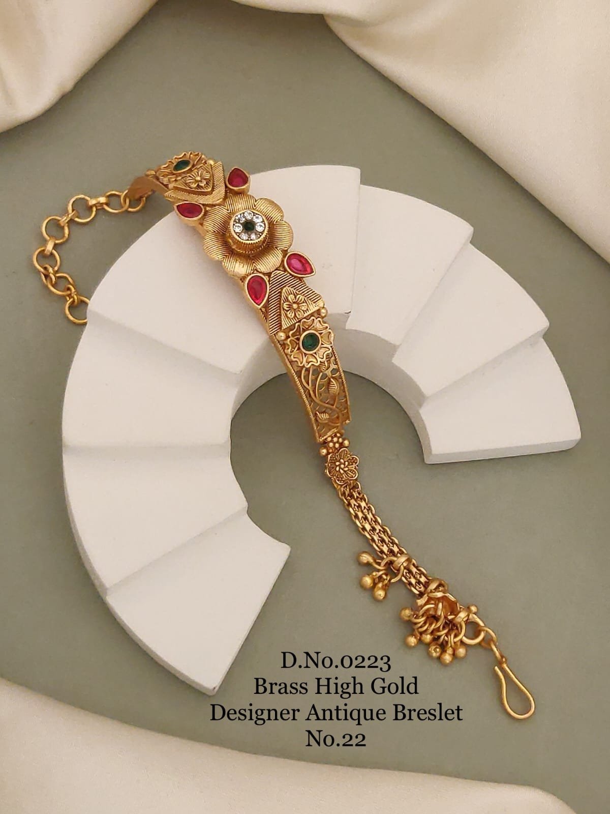 Brass high gold designer ruby emerald bracelet