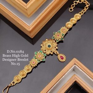 Brass high gold designer colorful floral bracelet
