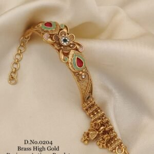 Brass high gold antique ruby green stone handcrafted bracelet