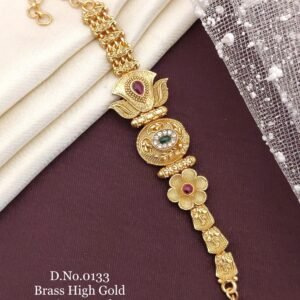 Brass high gold antique lotus floral bracelet