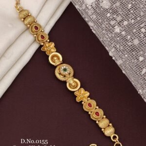 Brass high gold antique dual stone floral bracelet