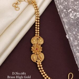 Brass high gold antique classic ruby motif bracelet