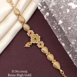 Brass high gold antique mesh floral motif bracelet