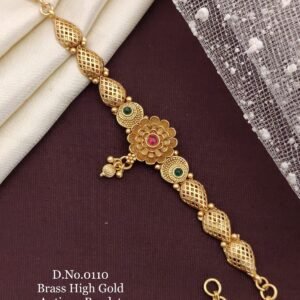 Brass high gold antique lotus leaf floral bracelet