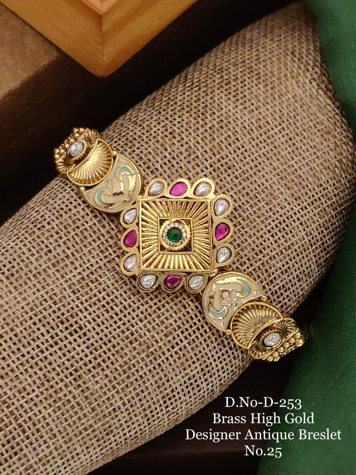 Ruby Emerald Antique Square Bracelet