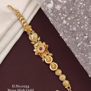 Brass high gold antique premium lotus motif bracelet