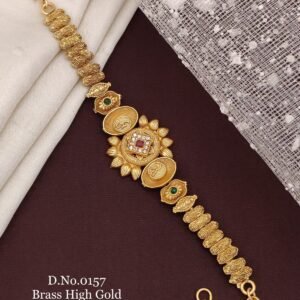 Brass high gold antique classic flower motif bracelet