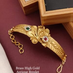 Brass high gold antique designer engraved floral bracelet