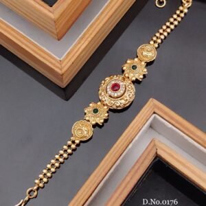 Brass high gold antique designer bracelet floral ruby centrepiece