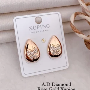 Ad diamond rose gold butterfly teardrop statement stud earrings