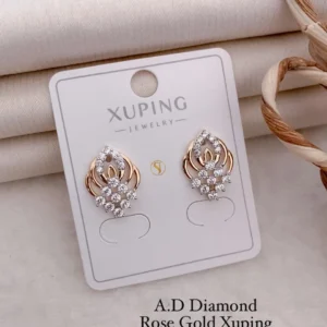 Ad diamond rose gold floral cluster elegant stud earrings