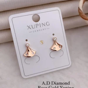 AD diamond rose gold stylish drop stud earrings