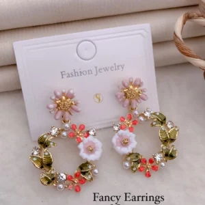 Colorful floral wreath party wear fancy stud earrings