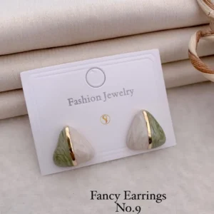 Trendy dual tone resin triangle earrings