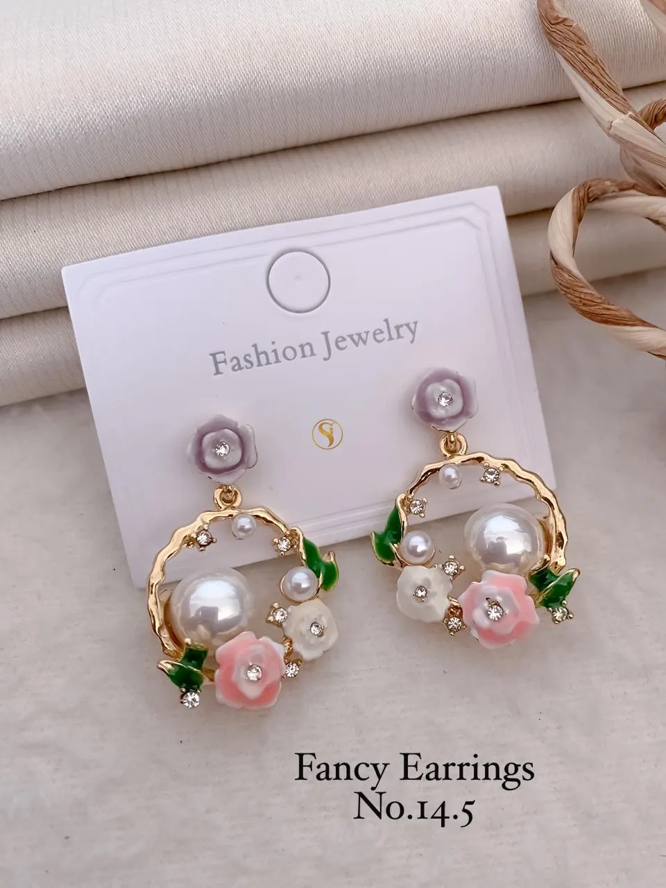 Pearl floral pastel statement earrings