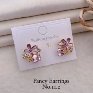 Purple floral crystal stud earrings