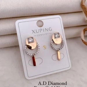 AD diamond rose gold modern statement earrings