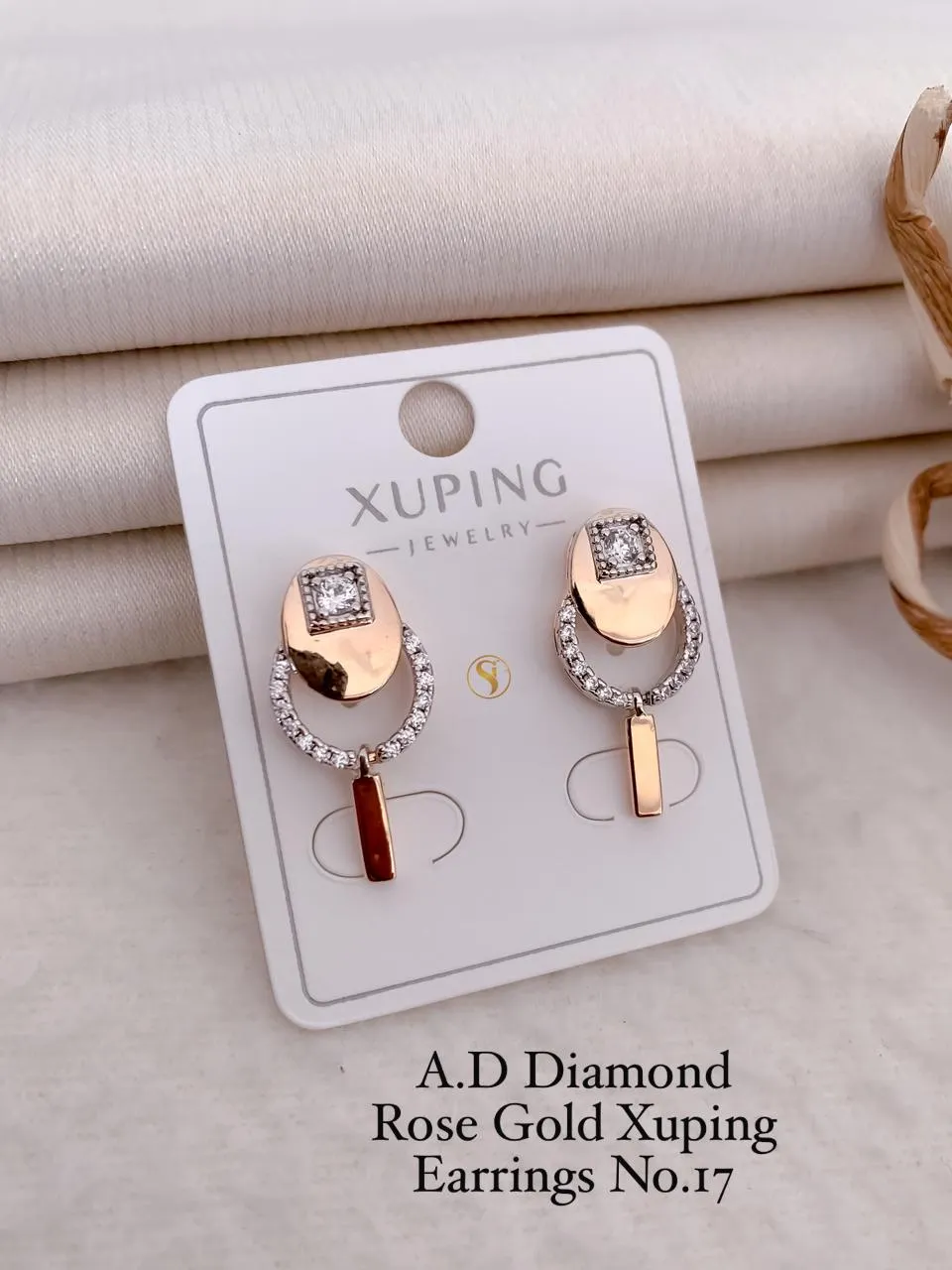 AD diamond rose gold modern statement earrings