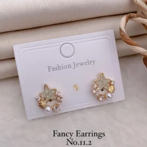Star shell pearl crystal stud earrings