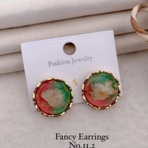 Pastel resin round designer stud earrings