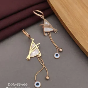 Rose gold long abstract designer earrings for modern outfits