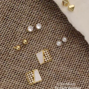 Five pair elegant butti stud earrings pack for daily use