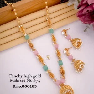 Fancy high gold mala set with pastel bead combination