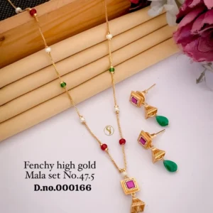 Fenchy high gold mala set with geometric stone design