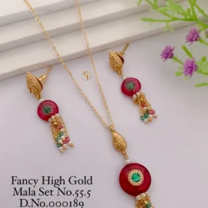 Fancy high gold red pearl mala set for women