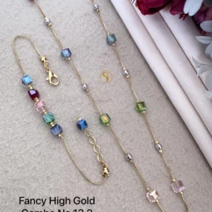 Fancy high gold ceramic pearl mala set with bracelet