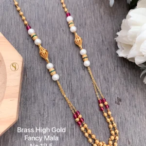 Brass high gold classic pearl ruby bead designer mala