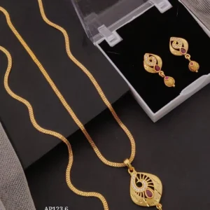 unique swirl pattern gold ad pendant set for women