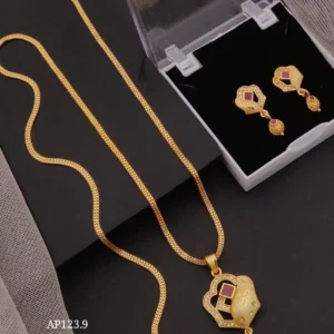 classic heart shape ad gold pendant set for daily use