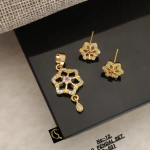 flower design ad pendant set with stones