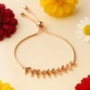 Rose gold bracelet with arrow crystal pattern