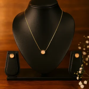 Classic square shape pendant set with matching earrings in gold finish