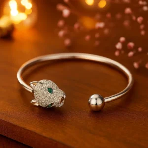 Panther Head Green Eye Designer Bracelet