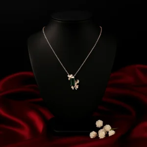 Green Gem Floral Pendant Necklace